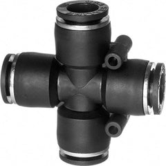 Value Collection - 3/8" OD, Nylon Push-to-Connect Union Cross - 150 Max psi, Black - Apex Tool & Supply
