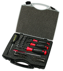 59 Piece - Torque Control - #28589 - Includes: Torque handle 10-50 Inch/Lbs; 5-10 Inch/Lbs and 15-80 Inch lbs. Hex; Torx®; Phillips; Slotted; Pozi Bits and Sockets in Storage Case - Apex Tool & Supply