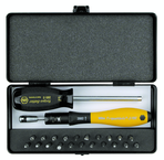 24 Piece - TorqueVario-S Handle 5-10 in lbs Micro Bit - #28591 - Includes: Slotted; Phillips; Torx®; Hex inch Micro Bits - ESD Safe - Storage Box - Apex Tool & Supply