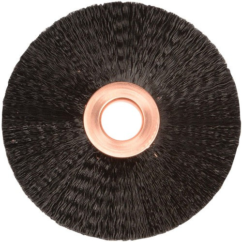 3″ Small Diameter Nylon Wheel, .010″ Crimped Black Fill, 1/2″ Arbor Hole - Apex Tool & Supply