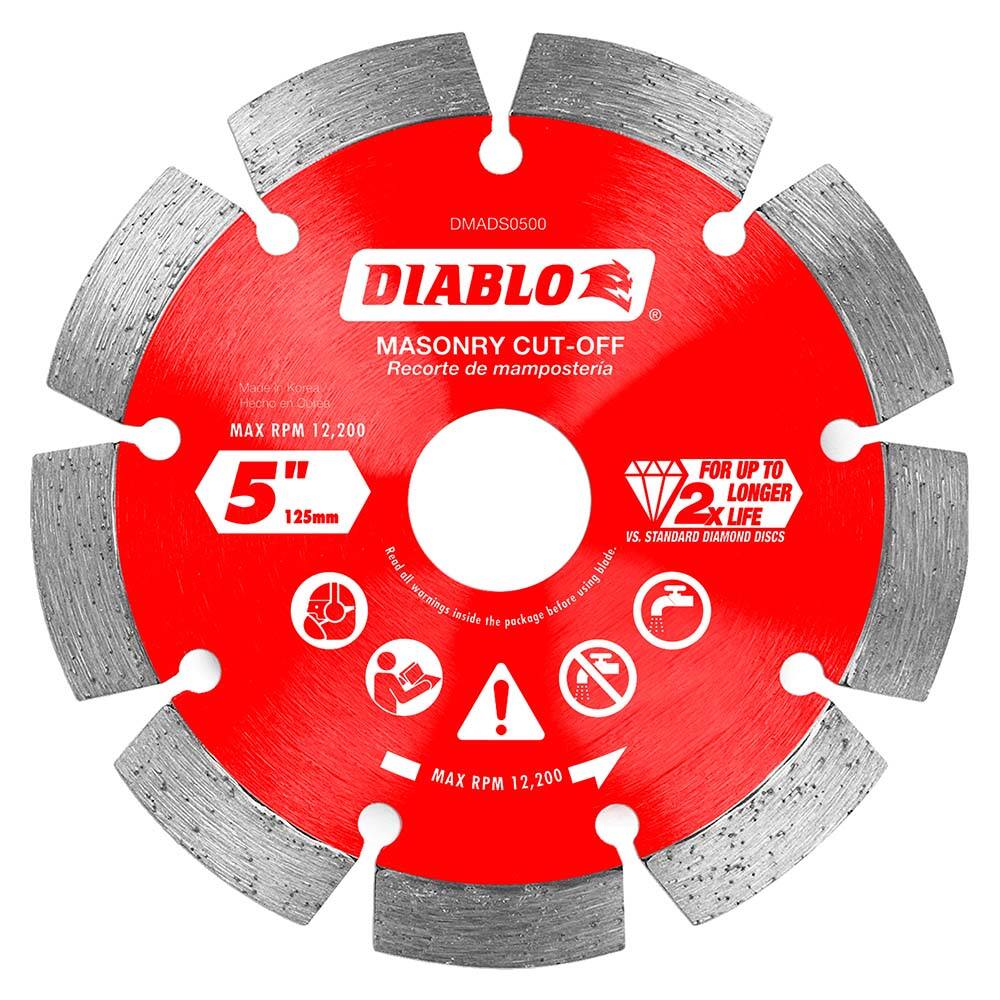 Freud - Wet & Dry-Cut Saw Blades; Blade Diameter (Inch): 5 ; Blade Material: Diamond-Tipped ; Arbor Style: Standard Round ; Arbor Hole Diameter (Inch): 0.7874; 5/8; 7/8 ; Arbor Hole Diameter (Decimal Inch): 0.7874; 5/8; 7/8 ; Application: Cutting Masonry - Exact Industrial Supply