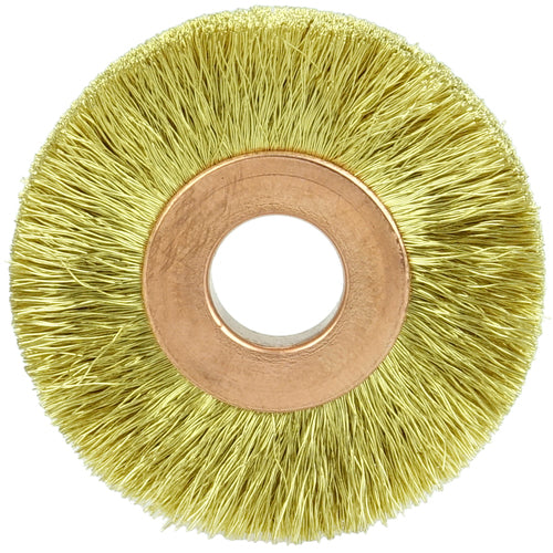 1 1/2″ × 3/8″-0.005″ Wire Size - Brass Non-Sparking Wire Wheel - Apex Tool & Supply