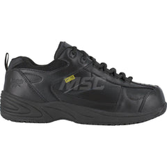 Work Boot: Size 9, Leather, Composite Toe Black, Medium Width