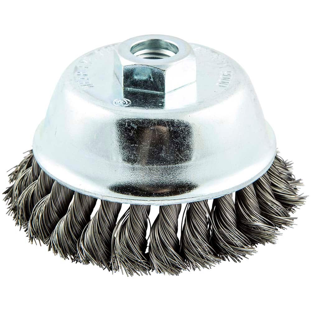 Norton - 4" Diam 5/8-11 Threaded Arbor Carbon Steel Fill Cup Brush - Apex Tool & Supply