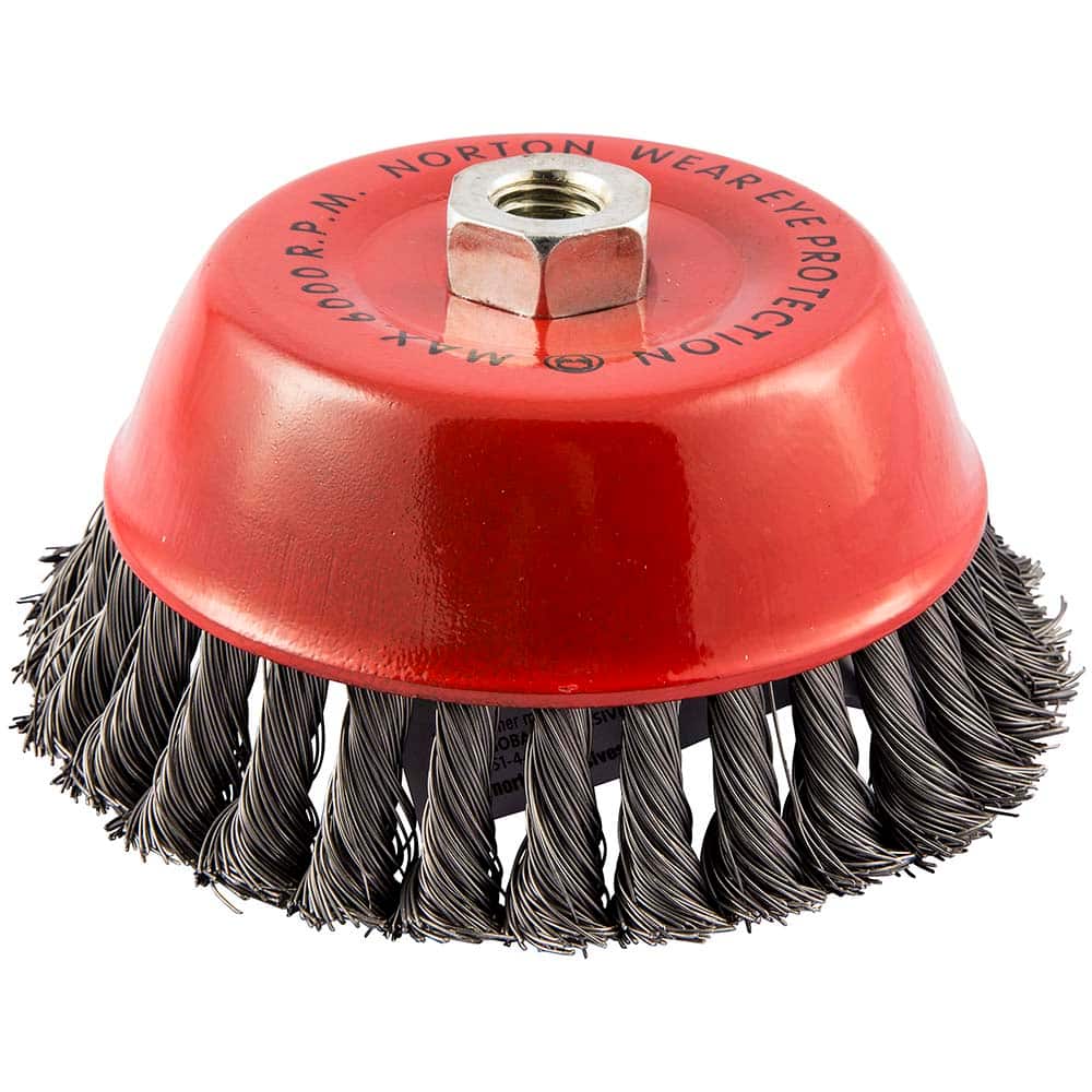 Norton - 6" Diam 5/8-11 Threaded Arbor Carbon Steel Fill Cup Brush - Apex Tool & Supply