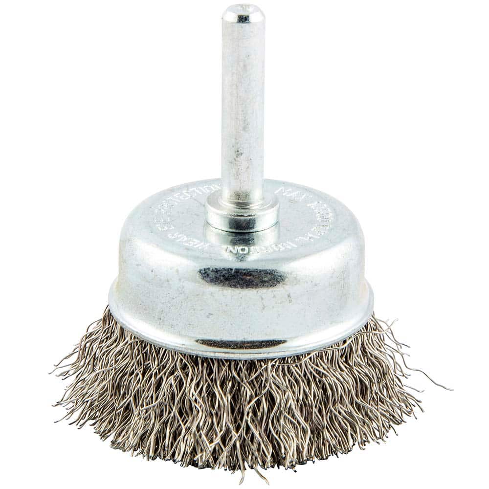 Norton - 2" Diam 1/4" Shank Stainless Steel Fill Cup Brush - Apex Tool & Supply