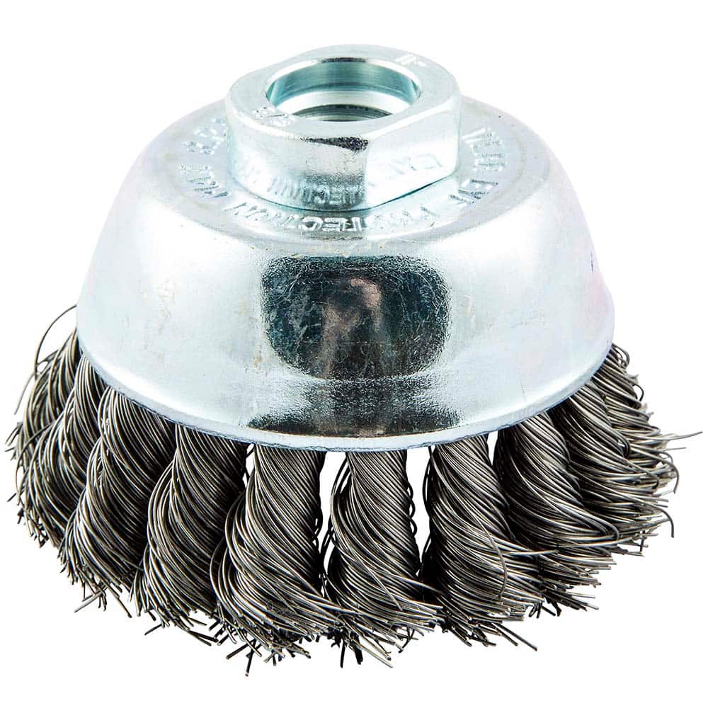 Norton - 2-3/4" Diam 5/8-11 Threaded Arbor Carbon Steel Fill Cup Brush - Apex Tool & Supply