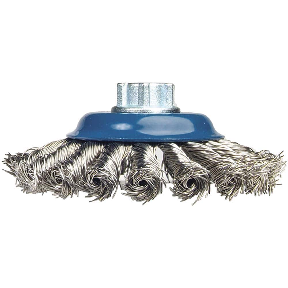 Norton - 5" Diam 5/8-11 Threaded Arbor Stainless Steel Fill Cup Brush - Apex Tool & Supply