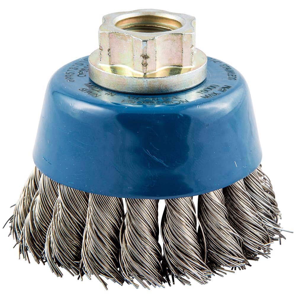Norton - 2-3/4" Diam 5/8-11 Threaded Arbor Stainless Steel Fill Cup Brush - Apex Tool & Supply