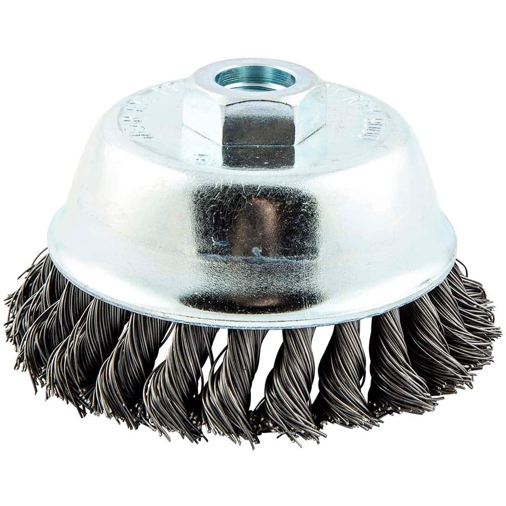 Norton - 4" Diam 5/8-11 Threaded Arbor Carbon Steel Fill Cup Brush - Apex Tool & Supply