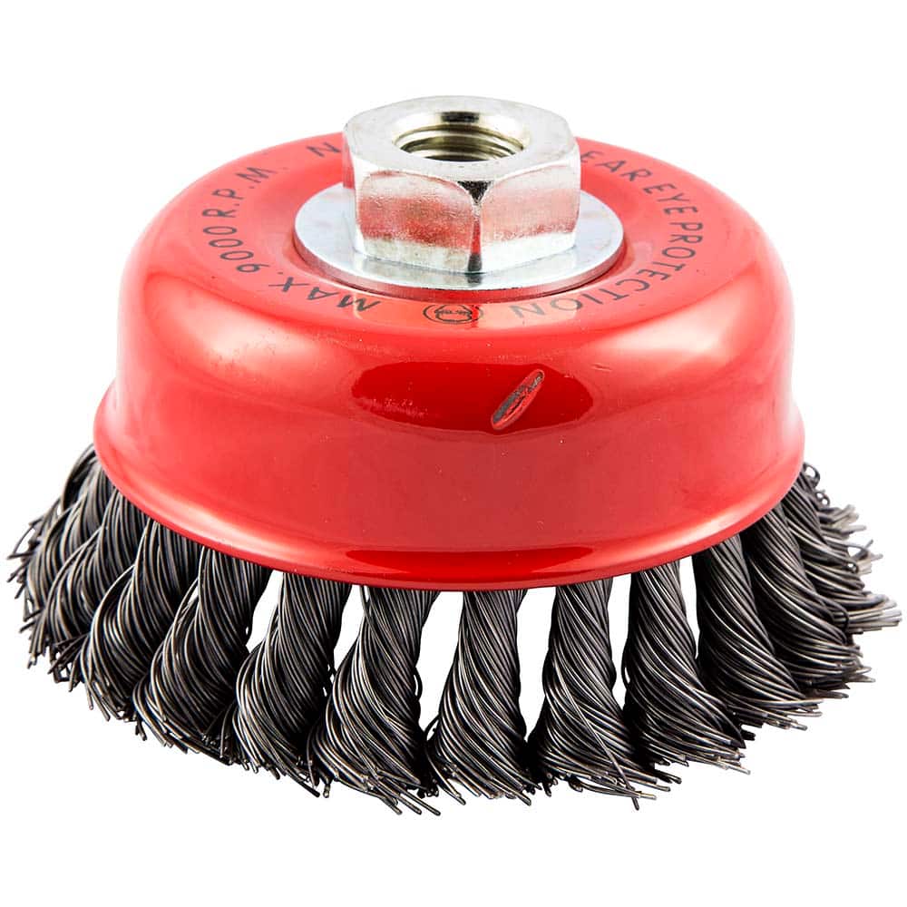 Norton - 4" Diam 5/8-11 Threaded Arbor Carbon Steel Fill Cup Brush - Apex Tool & Supply