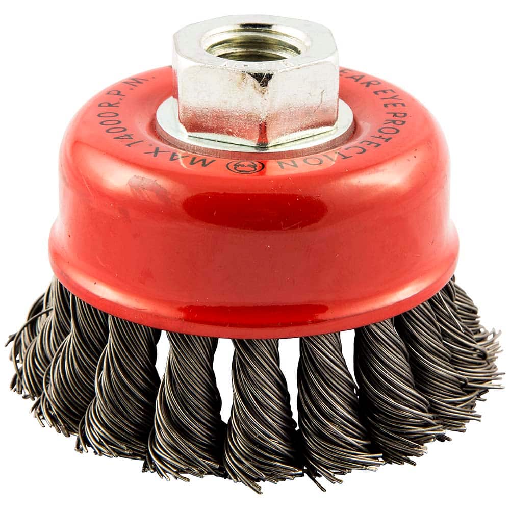 Norton - 2-3/4" Diam 5/8-11 Threaded Arbor Carbon Steel Fill Cup Brush - Apex Tool & Supply