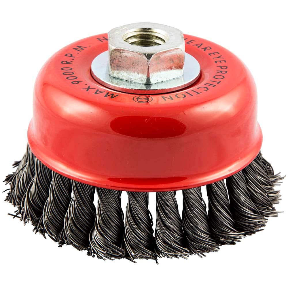 Norton - 4" Diam 5/8-11 Threaded Arbor Carbon Steel Fill Cup Brush - Apex Tool & Supply