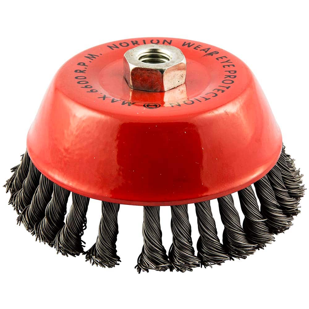 Norton - 6" Diam 5/8-11 Threaded Arbor Carbon Steel Fill Cup Brush - Apex Tool & Supply