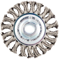 Norton - 4" OD, 5/8-11 Arbor Hole, Knotted Stainless Steel Wheel Brush - Apex Tool & Supply