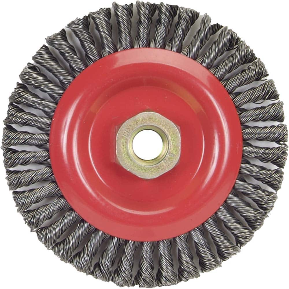 Norton - 5" OD, 5/8-11 Arbor Hole, Stringer Bead Carbon Wheel Brush - Apex Tool & Supply