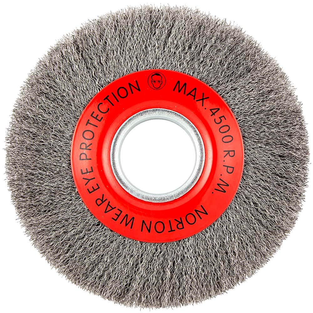 Norton - 8" OD, 2" Arbor Hole, Crimped Carbon Wheel Brush - Apex Tool & Supply