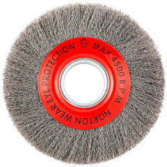 Norton - 8" OD, 2" Arbor Hole, Crimped Carbon Wheel Brush - Apex Tool & Supply