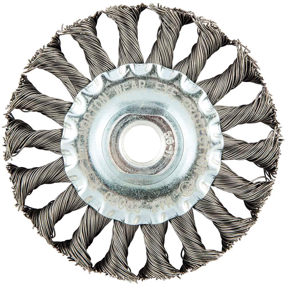 Norton - 4" OD, 5/8-11 Arbor Hole, Knotted Carbon Wheel Brush - Apex Tool & Supply