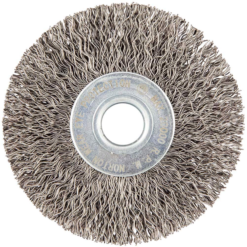 Norton - 3" OD, 1/2" Arbor Hole, Crimped Carbon Wheel Brush - Apex Tool & Supply