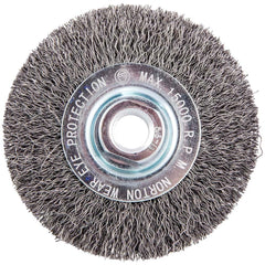 Norton - 4" OD, 5/8-11 Arbor Hole, Crimped Carbon Wheel Brush - Apex Tool & Supply