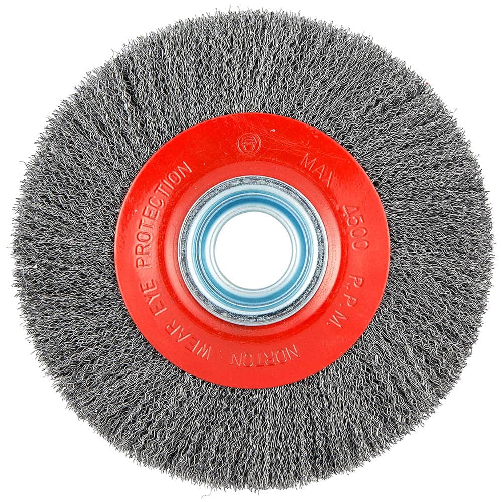 Norton - 8" OD, 1-1/4" Arbor Hole, Crimped Carbon Wheel Brush - Apex Tool & Supply