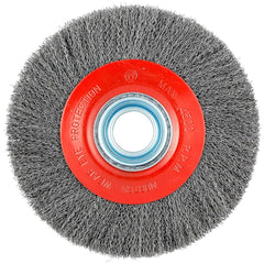 Norton - 8" OD, 1-1/4" Arbor Hole, Crimped Carbon Wheel Brush - Apex Tool & Supply