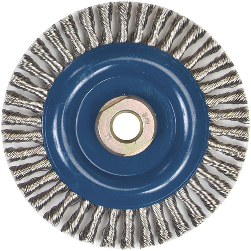 Norton - 5" OD, 5/8-11 Arbor Hole, Stringer Bead Stainless Steel Wheel Brush - Apex Tool & Supply
