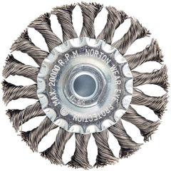 Norton - 4" OD, 5/8-11 Arbor Hole, Knotted Carbon Wheel Brush - Apex Tool & Supply