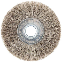 Norton - 3" OD, 1/2" Arbor Hole, Crimped Stainless Steel Wheel Brush - Apex Tool & Supply