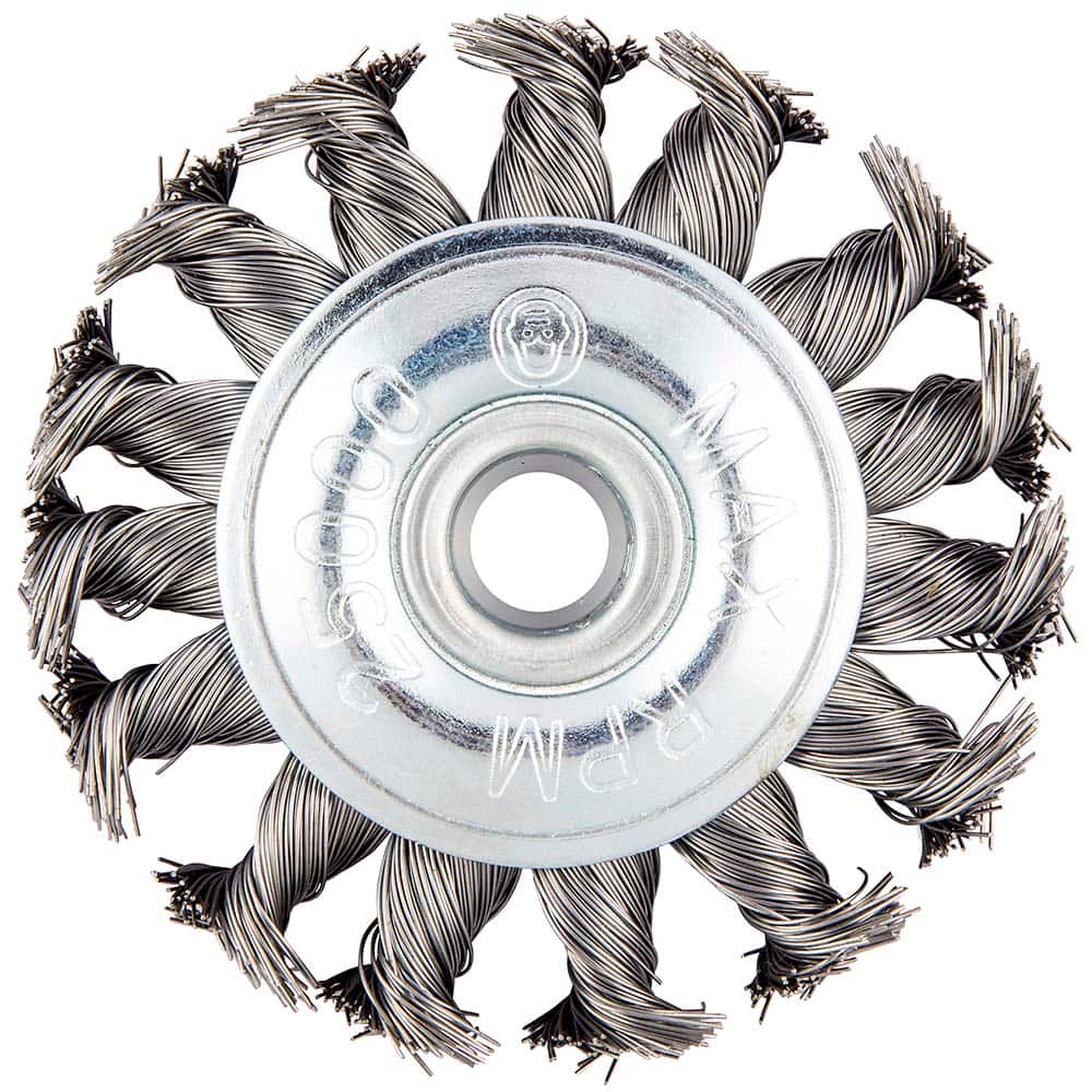 Norton - 3" OD, 3/8" Arbor Hole, Knotted Carbon Wheel Brush - Apex Tool & Supply