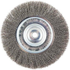 Norton - 8" OD, 5/8" Arbor Hole, Crimped Carbon Wheel Brush - Apex Tool & Supply