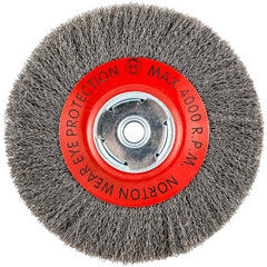 Norton - 8" OD, 5/8" Arbor Hole, Crimped Carbon Wheel Brush - Apex Tool & Supply