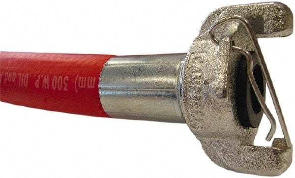Continental ContiTech - 3/4" ID x 1.1" OD 50' Long Jackhammer Hose - Universal Style Coupling Ends, 300 Working psi, 180°, 3/4" Fitting, Red - Apex Tool & Supply
