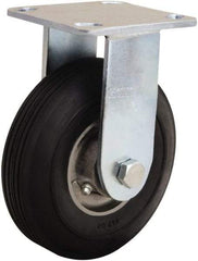 Hamilton - 6" Diam x 2" Wide, Rubber Rigid Caster - 300 Lb Capacity, Top Plate Mount, 4" x 4-1/2" Plate, Straight Roller Bearing - Apex Tool & Supply