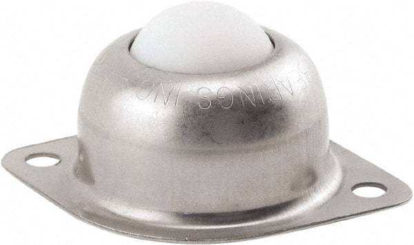 Hudson Bearing - 1 Inch Diameter, Oval, Nylon Ball Transfer - 1.1875 Inch Mount Height, 75 Lb. Capacity - Apex Tool & Supply