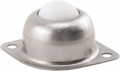 Hudson Bearing - 1 Inch Diameter, Oval, Nylon Ball Transfer - 1.1875 Inch Mount Height, 75 Lb. Capacity - Apex Tool & Supply
