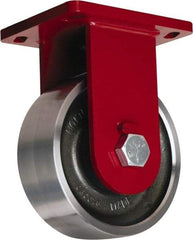 Hamilton - 8" Diam x 4" Wide x 10-1/2" OAH Top Plate Mount Rigid Caster - Forged Steel, 10,000 Lb Capacity, Tapered Roller Bearing, 6-1/2 x 7-1/2" Plate - Apex Tool & Supply