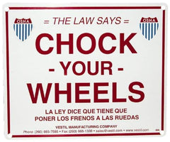 Vestil - "Chock Your Wheels", Aluminum Safety Sign - Use for Accident Prevention - Apex Tool & Supply