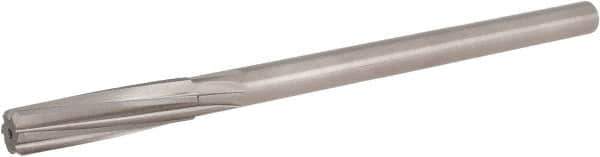 Hertel - 17/32" High Speed Steel 6 Flute Chucking Reamer - Spiral Flute, 0.4355" Straight Shank, 2" Flute Length, 8" OAL - Apex Tool & Supply