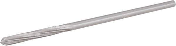 Hertel - 7/32" High Speed Steel 6 Flute Chucking Reamer - Spiral Flute, 0.2075" Straight Shank, 1-1/4" Flute Length, 5" OAL - Apex Tool & Supply