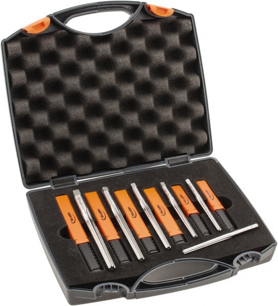 Hertel - #7/0 to #0 Pin, 0.0666 to 0.1638" Diam, 0.0497 to 0.1287" Small End, Straight Shank, Taper Pin Reamer Set - Apex Tool & Supply
