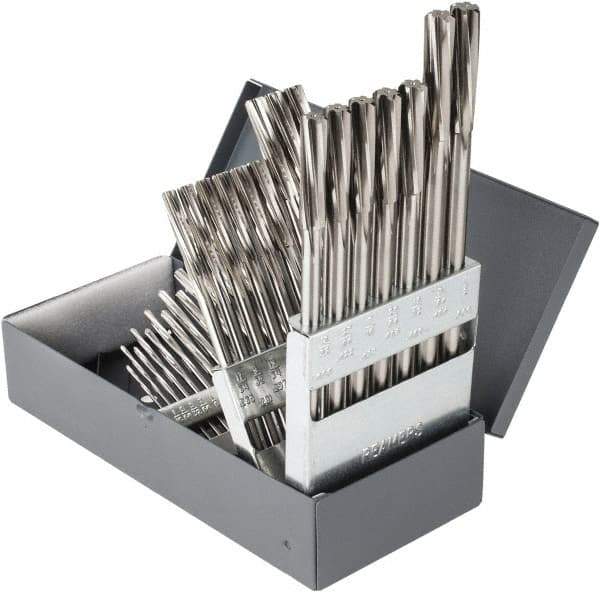 Hertel - 1/16" to 1/2", Chucking Reamer Set - Spiral Flute, Right Hand Cut, 29 Pieces - Apex Tool & Supply