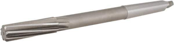 Hertel - 21/32" High Speed Steel 8 Flute Chucking Reamer - Spiral Flute, 2MT Morse Taper Shank, 2-1/4" Flute Length, 9" OAL - Apex Tool & Supply