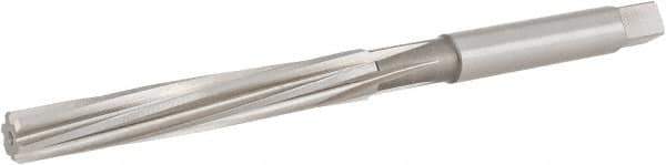 Hertel - 15/32" Diam, Straight Shank, 2.88" Flute, Hand Reamer - Spiral Flute, 5-3/4" OAL, Left Hand Spiral, Right Hand Cut, 6 Flutes, High Speed Steel - Apex Tool & Supply
