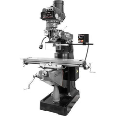 Jet - 9" Table Width x 49" Table Length, Variable Speed Pulley Control, 3 Phase Knee Milling Machine - R8 Spindle Taper, 3 hp - Apex Tool & Supply