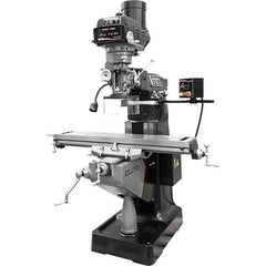 Jet - 9" Table Width x 49" Table Length, Variable Speed Pulley Control, 3 Phase Knee Milling Machine - R8 Spindle Taper, 3 hp - Apex Tool & Supply