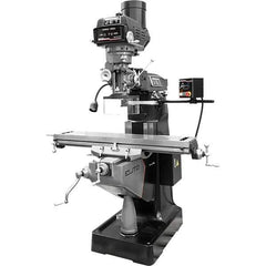 Jet - 9" Table Width x 49" Table Length, Variable Speed Pulley Control, 3 Phase Knee Milling Machine - R8 Spindle Taper, 3 hp - Apex Tool & Supply