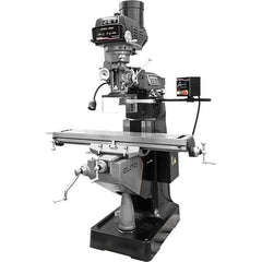 Jet - 9" Table Width x 49" Table Length, Variable Speed Pulley Control, 3 Phase Knee Milling Machine - R8 Spindle Taper, 3 hp - Apex Tool & Supply