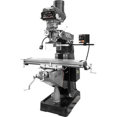 Jet - 9" Table Width x 49" Table Length, Variable Speed Pulley Control, 3 Phase Knee Milling Machine - R8 Spindle Taper, 3 hp - Apex Tool & Supply
